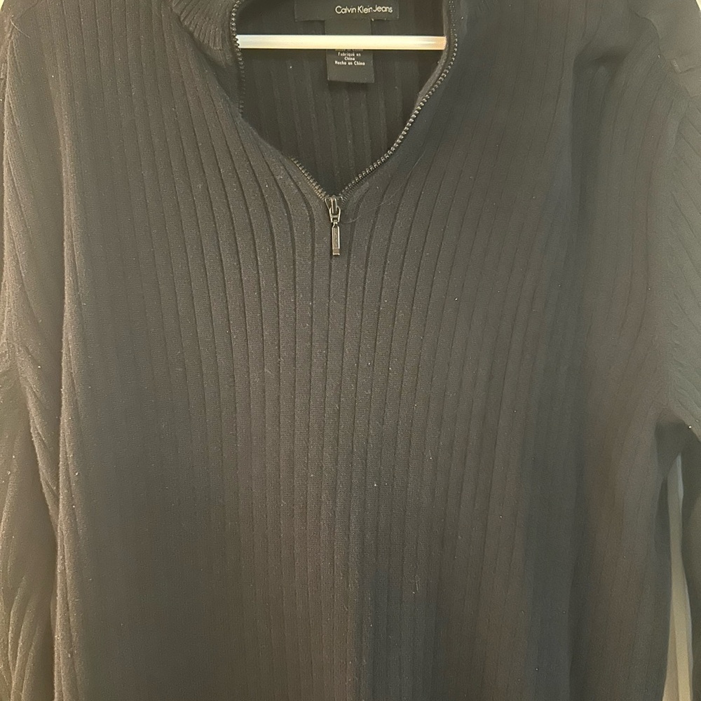 Calvin Klein Jeans Large Men's Black Zip-Up Sweater